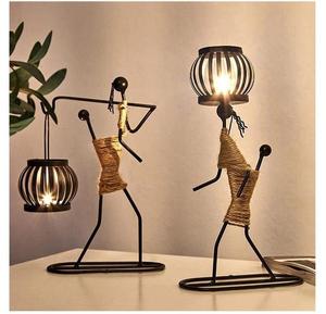Handmade Iron Wrought Tea Light Holder Vintage Human Art Sculpture Candle Stand Creative Desktop Ornaments Tea Light Holder - Product Image 1