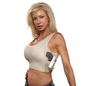 Women Concealed Carry Side Gun Holding Pocket Bra Ladies <b>Compression</b> Spandex Tactical Holster Gun Pocket Sports Bra - Product Image 4