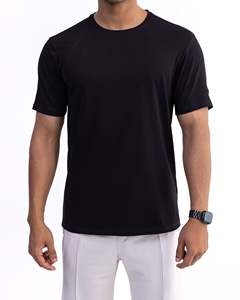 Customized High Quality Casual Blank Short Sleeve Pure Cotton T-Shirt Regular Fit Solid <b>Black</b> & <b>White</b> 210g Drop Shoulder shirt - Product Image 3