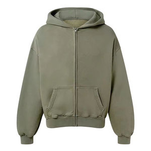 Wholesale Custom <b>Mens</b> Regular Fit Zipper up Hoodie Fleece <b>Pullover</b> Graphic Sweatshirt Clothing Factory - Product Image 1