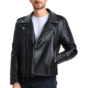 แจ็คเก็ตหนัง PU คุณภาพสูงสำหรับผู้ชาย ขายดี สำหรับฤดูหนาว คอตั้ง พร้อมโลโก้ด้านหน้า ตัดเย็บตามสั่ง ทรงเข้ารูป สำหรับนักขี่มอเตอร์ไซค์ - Product Image 4