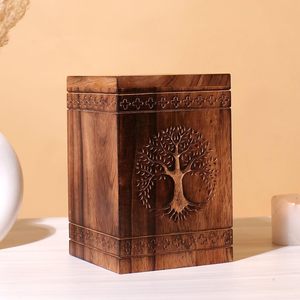 New Arrival Latest Design Wooden Adult Cremation Urns Funeral <b>Memorial</b> Hand Carved Standard Size Adult Human Ashes At Bulk Price - Product Image 2
