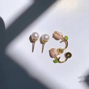 Pendientes de Perlas de Agua Dulce de 7-8 mm con Forma de Tulipán, Plata Pura con un Fuerte Toque Femenino - Product Image 2
