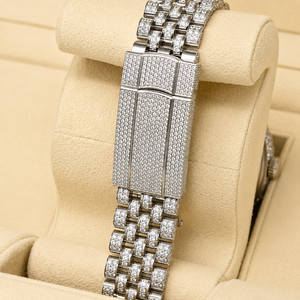 Montre classique pour homme en acier inoxydable avec mouvement Seiko, cadran noir, bracelet Jubilee, date, diamants Moissanite glacés, style Hip Hop de luxe - Product Image 3