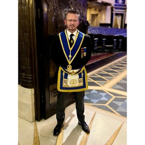 Leather Embroidered Masonic Aprons Handmade Adjustable Deluxe Ceremonial Exclusive Design Safety <b>Pin</b> Customizable High Washable - Product Image 2