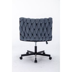 Modern Armless <b>Desk</b> Chair with Criss Cross Leg Wide Seat Home Office Work Meditation Wheels Included for Office Environment - Product Image 3