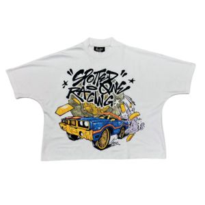 T-shirt surdimensionné en coton 100% de haute qualité, tricoté, personnalisé, style hip-hop, grandes tailles, impression DTF, 280 g/m², pour hommes. - Product Image 1