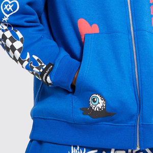 Sudadera con Capucha Azul Unisex, Transpirable, Teñida, de Peso Medio, Estilo Urbano, Estampada, de Poliéster, Informal, para Invierno - Product Image 6
