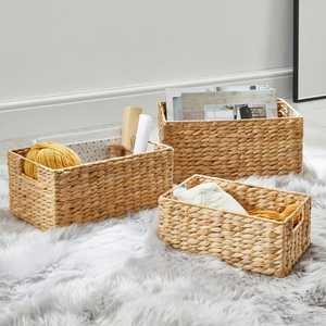 Hot Selling Vintage Rectangle <b>Wicker</b> Water hyacinth <b>basket</b> Eco-Friendly Multifunction Picnic Flower <b>Storage</b> <b>Baskets</b> for Hotel - Product Image 3