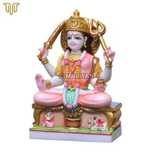 Sculpture en marbre Santoshi Mata |   Statue de Santoshi Maa et Murti de Santoshi Mata avec Trishul et épée |   MALIYAS Jaipur - Product Image 2