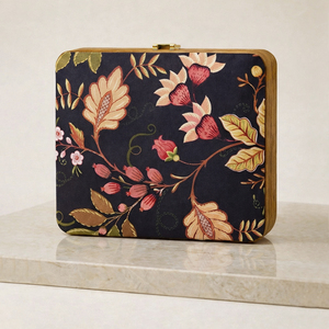<span class=keywords><strong>Pochette</strong></span> florale <span class=keywords><strong>bleu</strong></span> <span class=keywords><strong>marine</strong></span> pour femme et voyage - Product Image 2