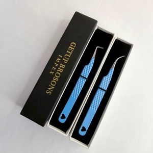Pince à épiler pour cils GETUP BROSONS en acier inoxydable, courbure à 90 degrés, pointe lisse, outil de précision, emballage en boîte - Product Image 1
