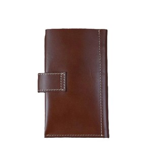 Hand Stitched Dark Brown Leather <b>Card</b> Holder <b>Men</b> Stitching <b>Wallet</b> Minimalist Cash Pouch Strap Closure Compact Sleeve Pocket - Product Image 3