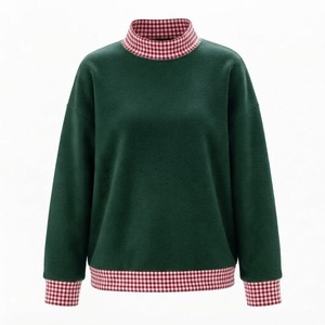 Sweat-shirt à col montant surdimensionné personnalisé avec broderie frontale, doublure polaire en coton et polyester doux, pour l'hiver, style décontracté - Product Image 2
