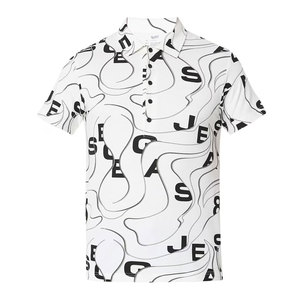 Camiseta Polo Blanca de Manga Corta para Hombre con Estampado de Letras Negras, Diseño Casual, Tejido Transpirable, Corte Regular - Product Image 1