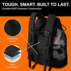 Sac à dos de football léger en polyester pour l'entraînement sportif avec compartiment pour ballon, intérieur spacieux, écologique - Product Image 4