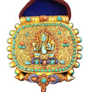 Handmade Gold-Plated Net Carve Ghau Tibetan Prnaments - Product Image 1