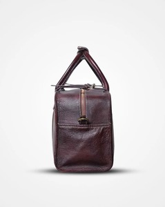 Burgundy Genuine Leather Eco-Friendly Lightweight Water Resistant Luxury Weekender Duffle <b>Bag</b> Polyester Lining for Men - Product Image 6
