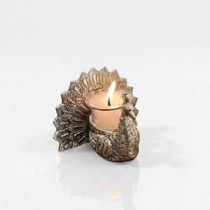 เชิงเทียนแก้วรูปนกยูงชุบเงิน – ขนาดเล็ก - Product Image 1