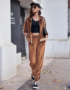 Conjunto Deportivo de 2 Piezas para Mujer, Transpirable, de Invierno, con Sudadera con Cremallera y Pantalones de Terciopelo de Algodón - Product Image 3