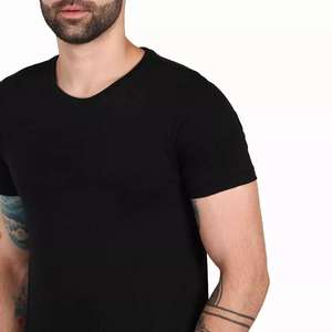 Camiseta de manga corta de algodón 100% con logo, talla grande, para hombre, lisa, deportiva, transpirable, estilo informal, para hombre, corte holgado. - Product Image 5
