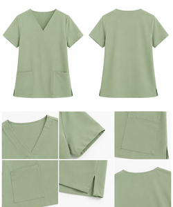 V-Neck <b>Scrub</b> <b>Top</b> for Women Classic Fit 2 Pockets High Performance Easy Care Women <b>Scrub</b> <b>Top</b> Doctor Short Sleeved Work Uniform - Product Image 1