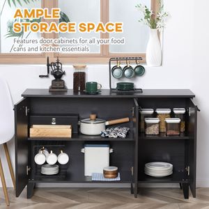 Credenza con Ripiani Regolabili in Noce Scuro per Sala da Pranzo, Stile Rustico, Soggiorno, Bar, in Legno e Vetro - Product Image 4