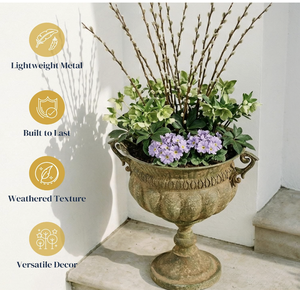 Tradition 18.5''Metal Urn Planters Bronze Antique Iron Plant Pots Decorative Rustic Flower Pots Indoor/Outdoor for all season - Product Image 4