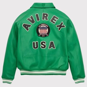 Blouson en cuir militaire USA Edition - Vert Icône - Product Image 2