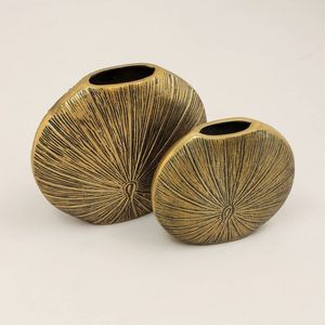 Embossed Leaf Aluminium Glossy Durable Eco-Friendly Textured Round Tapered <b>Vases</b> Set for Modern Luxury Home & Event <b>Decor</b>. - Product Image 6