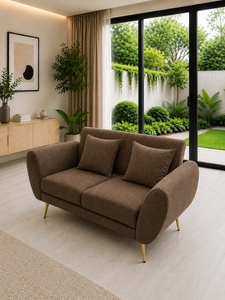 Sofá Esmeralda Minimalista 221 ROMA, Conjunto de Asientos Marrones, Patas de Acero Inoxidable, Diseño Moderno, Ecológico, Tela Personalizada, Sala de Estar - Product Image 5