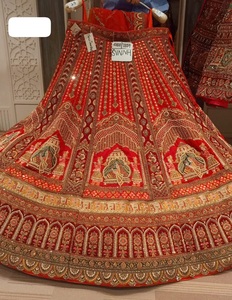 Georgette lehenga ชุดเดรสสำหรับเจ้าสาวใส่ทำงานปักเลื่อมงานปักด้วยมือสำหรับโอกาสพิเศษ - Product Image 1