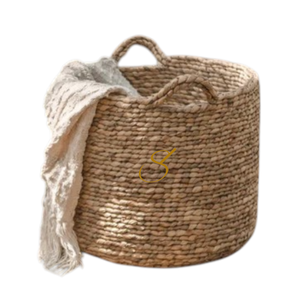 Handwoven Water Hyacinth Laundry Basket for Storage & Plant Decor, Laundry basket - Product Image 2