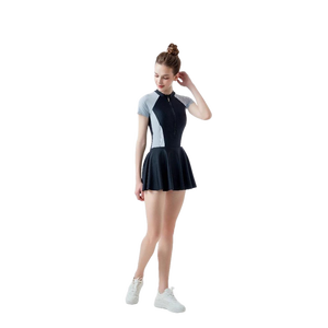 Femmes 2025 couleur foncée Nylon-Spandex une pièce Style imprimé chaud Double couche à manches longues corps robe de bain Fitness maillots de bain - Product Image 6