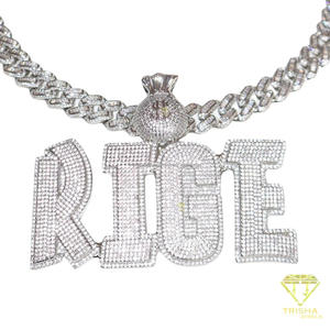 Iced Out Cuban Link Chain VVS Moissanite Letter Pendant Money <b>Bag</b> <b>Initial</b> Necklace Custom Hip Hop pendant - Product Image 6