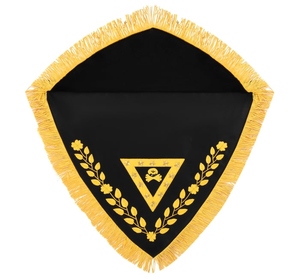 Tablier triangulaire des Templiers noir et or avec broderie florale, franges, épées croisées, ceinture réglable, régalia maçonnique personnalisé - Product Image 3