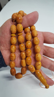 Résine Ambre Texturée Tasbih Ovale Misbaha Subha Sibha Tespih Chapelet de Prière Islamique Dhikr pour le Culte Musulman et Perles de Méditation