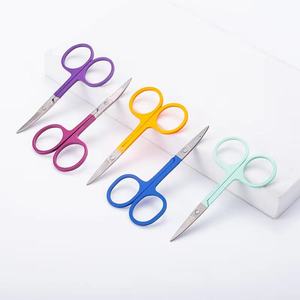 Ciseaux de beauté en acier inoxydable, lame tranchante, manche en plastique, trou carré, outils de maquillage pour la coupe des poils des sourcils et du nez, ANAAIF - Product Image 1