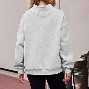 Women Turtleneck Sweatshirt Heavyweight Lined Streetwear Winter <b>Top</b> <b>Mock</b> <b>Neck</b> - Product Image 4