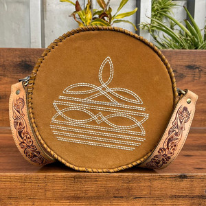 Sac à bandoulière rond en cuir suédé usiné à la main d'usine personnalisé pour femmes sacs à bandoulière en cuir véritable de haute qualité - Product Image 2