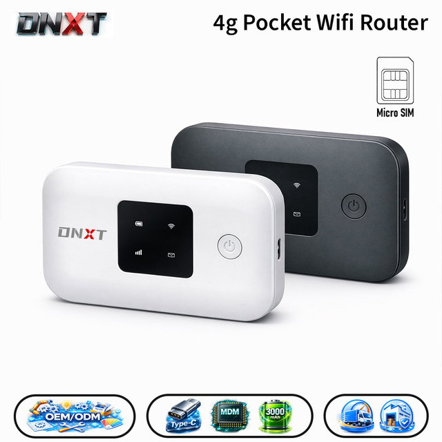 DNXT Portable 4g Wifi Router 2.4GHz Cat4 4g Pocket Wifi Router 3000mAh LED 4g Wi-fi Router USB Type-C Pocket Wifi Mtn Tour Use