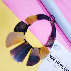 Collar de Cuerno de Búfalo con Colgantes Naturales en Forma de Abanico, Cadena de Cuerda, Joyería Hecha a Mano para Mujer, Estilo Moderno, 16 Pulgadas, para Fiesta - Product Image 5