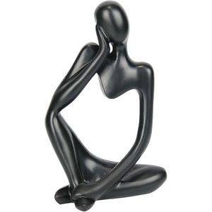 Statua in Resina Stile Pensatore per Arredamento Moderno Ufficio e Casa, Scultura Astratta Nera da Collezione per Scrivania o Mensola - Product Image 1