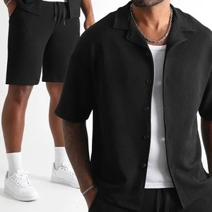 Ensemble de sport rayé pour homme été, t-shirt à manches courtes et short, tenue de sport décontractée, ensemble deux pièces en polyester à séchage rapide - Product Image 4