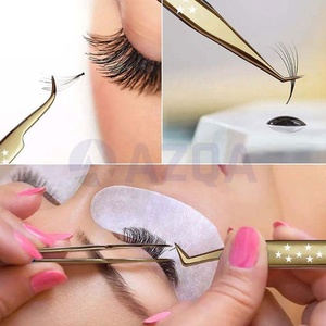 Ensemble de 5 pinces à cils professionnelles en acier inoxydable, droites, semi-courbées, outils pour extensions de cils, durables, parfaits - Product Image 3