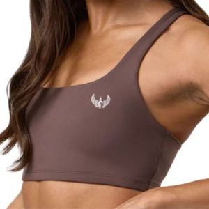 Women's Brown Cross Strap Sports <b>Bra</b> Medium Support <b>Stretch</b> Fitness Gym Training Workout Activewear Apparel Wear - Product Image 3