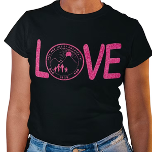 เสื้อยืดแขนสั้นลายกราฟิก Black Love สำหรับผู้หญิง เสื้อแฟชั่นลำลอง สไตล์ประดับเพชร เสื้อสตรีทแวร์ ใส่ได้ทุกวัน - Product Image 1