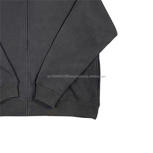 Sudadera con capucha extragrande con cremallera lisa en blanco de tela pesada OEM, sudadera holgada informal de alta calidad para hombres y mujeres, sudadera gruesa con capucha - Product Image 4