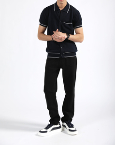 Soft and Comfortable Terry Fabric Cheap Price High Quality Custom Logo Print Half <b>Sleeve</b> for Collar <b>Button</b>-<b>Up</b> <b>Shirt</b> for Men - Product Image 5