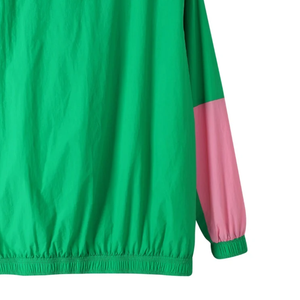 Chaqueta Cortavientos AKA Tri Color con Media Cremallera, Tallas Grandes, Rosa, Verde y Blanco, Sudadera con Capucha, Anorak Impermeable y Ligero - Product Image 5